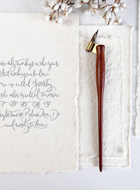 结衣英文书法流线形斜杆圆体花体ERES实木杆蘸水笔杆copperplate