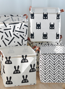 布艺防水收纳筐棉麻可折叠大空间衣服玩具整理箱格柜收纳盒33x33