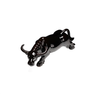 玄友 陶瓷水牛化解摆件正北卫生间黄色瓷牛坎位厕所吸水牛形饰品