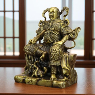 玄友 真武大帝铜像玄天上帝神像金属玄武大帝黄铜真武祖师爷摆件