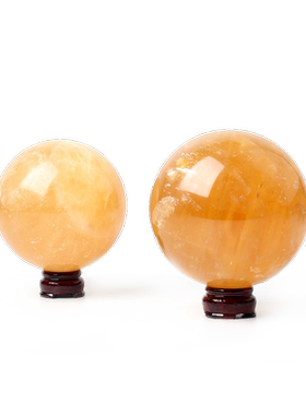 黄水晶球摆件黄晶球装饰品