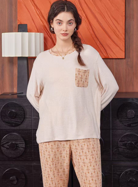 CDIDER凯迪娅女秋冬WL53403丽彩绒毛衣纹圆领长袖家居服睡衣套装