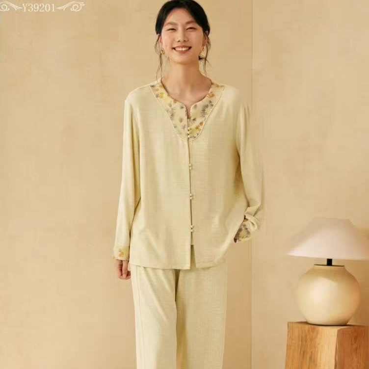 郁品牌秋冬女炫彩磨毛宋锦开衫睡衣套装39202国风长袖家居服39201,女士内衣/男士内衣/家居服,睡衣/家居服套装,淘宝优惠券,粉丝福利购,淘宝优惠卷