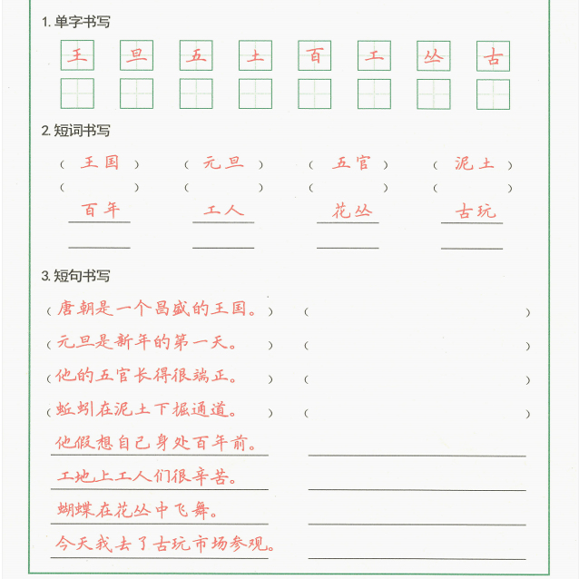 硬笔书法培训机构教材学生字帖卷面章法练习作文格横线格词句笔画