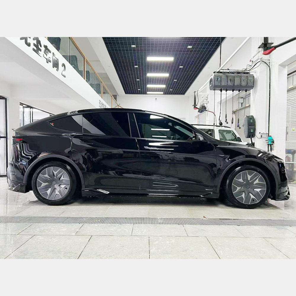25-26款焕新版model Y/YL改装YOFER龙焱版加长标轴版亮黑漆PP侧裙图片