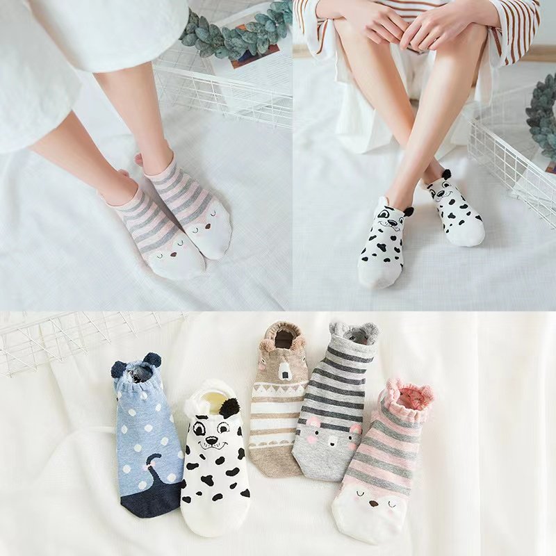 秋季全棉船袜短袜女孩可爱动物耳朵立体低帮短筒浅口学生隐形袜子,女士内衣/男士内衣/家居服,短袜,淘宝优惠券,粉丝福利购,淘宝优惠卷