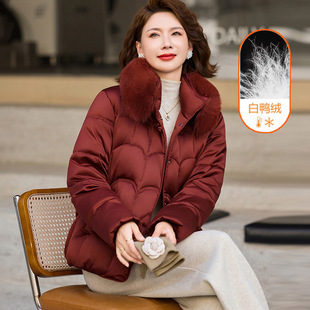 中年妈妈羽绒服保暖冬装外套2025新款中老年女装秋冬狐狸毛领棉袄