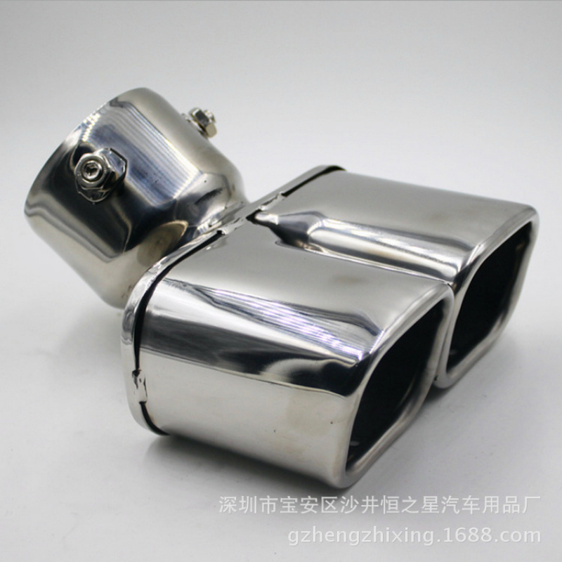 汽车尾喉一出二方形尾喉双管消声器汽车改装克鲁兹排气管尾喉车身