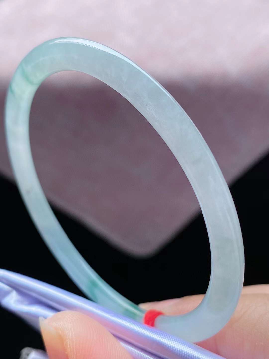 缅甸翡翠玉手镯a货正品纯天然清爽冰糯种冰飘花贵妃手镯 圈口54mm