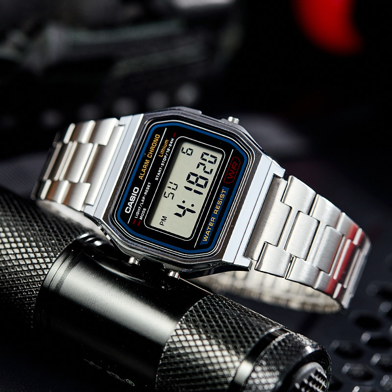 卡西欧手表女2023新款小方块复古男电子表小银块a158w/a168/f91w