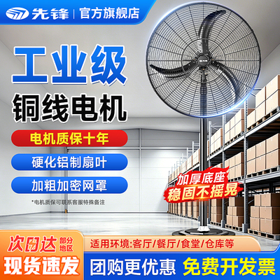 先锋工业电风扇强力落地扇家商用大风力牛角扇强除甲醛工厂车间