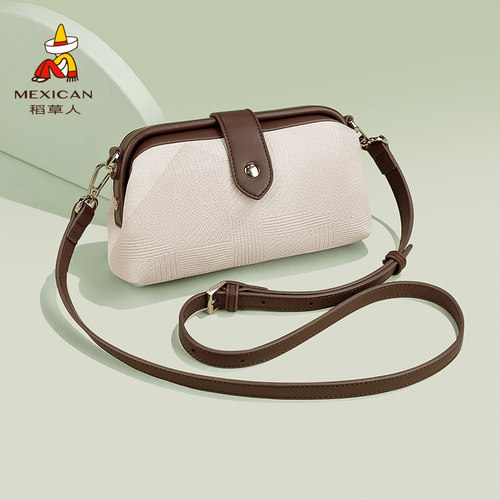 稻草人单价斜挎包撞色中