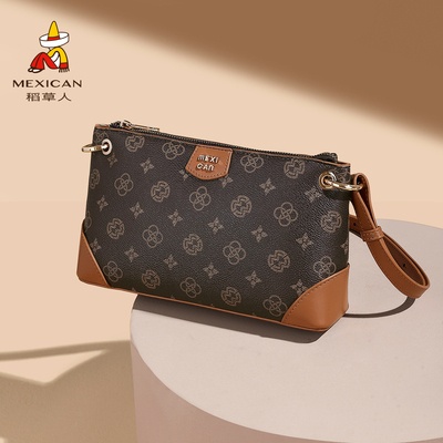 稻草人包包女式2026新款老花包时尚百搭单肩斜挎包高级通勤腋下包