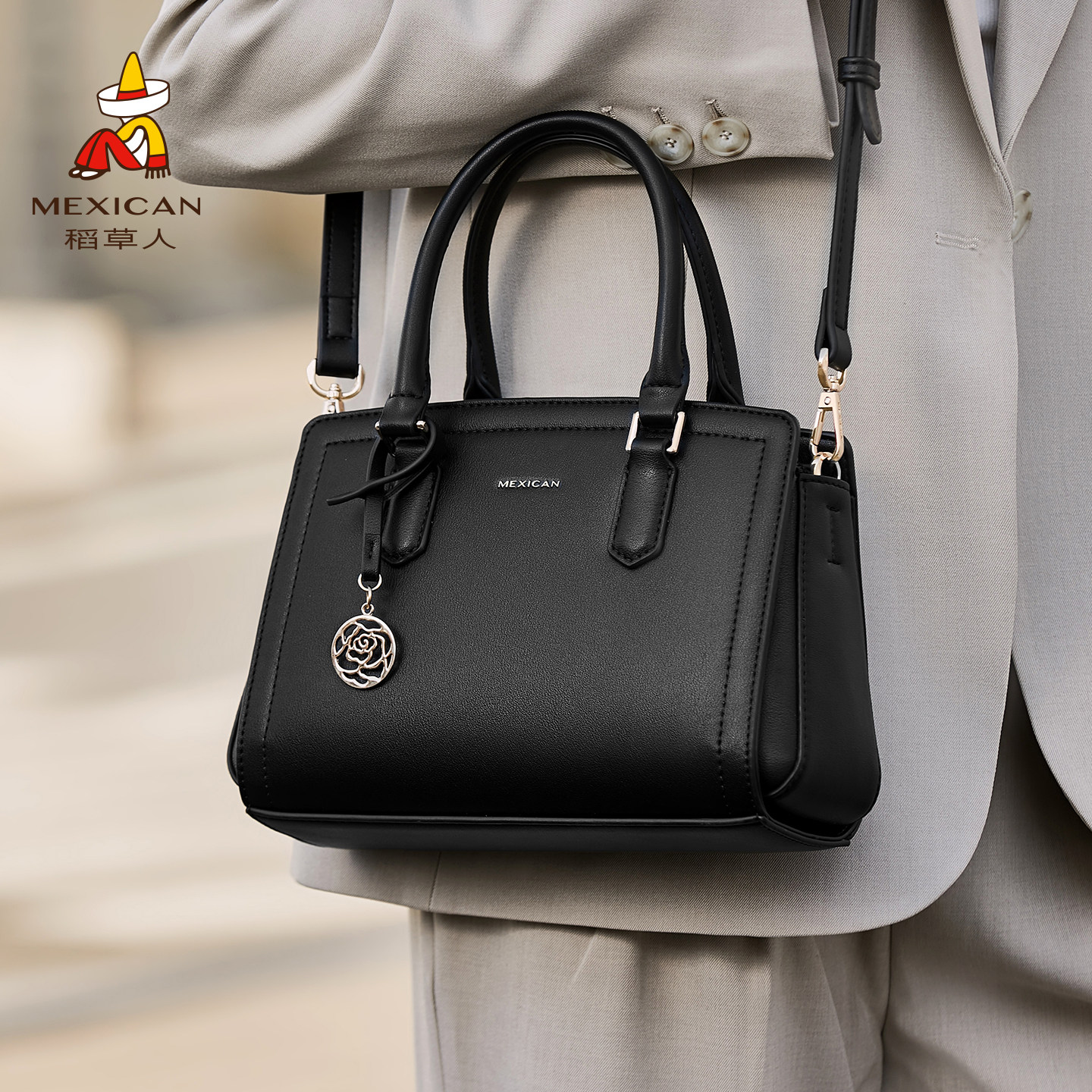 稻草人包包女新款简约立体手提包大容量质感妈妈包时尚单肩斜挎包