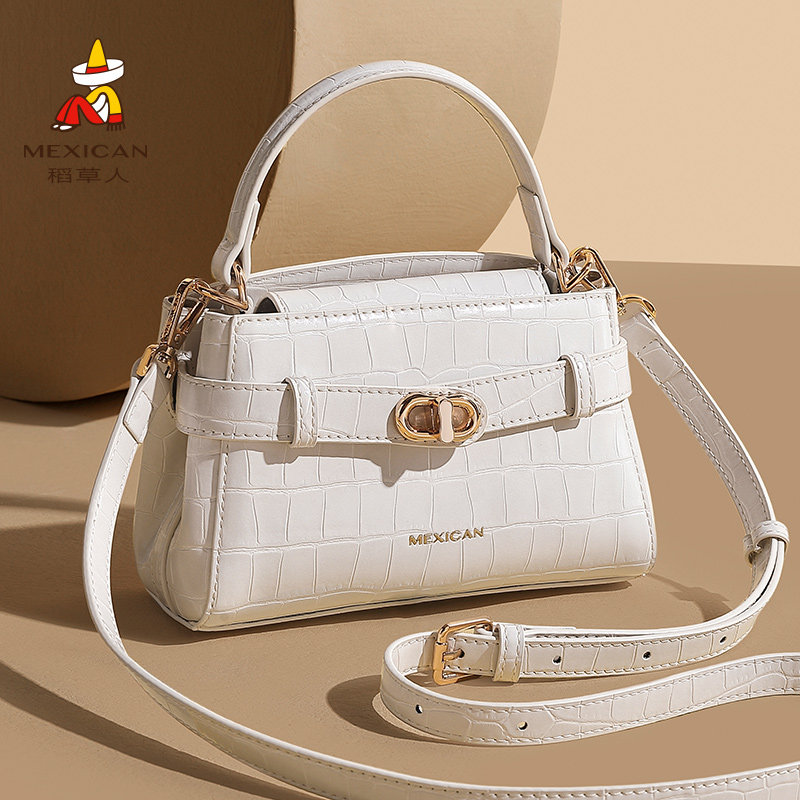 稻草人包包女式2026夏季新款鳄鱼纹斜挎包季通勤时尚手提包凯莉包