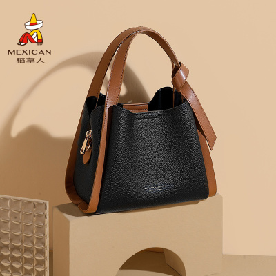 稻草人菜篮子包高级感包包简约通勤斜挎包大容量单肩手提水桶包