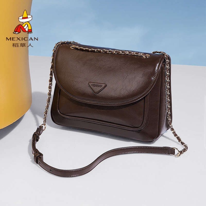 稻草人包包女2025新款时尚复古信封包百搭单肩斜挎包女包官方正品