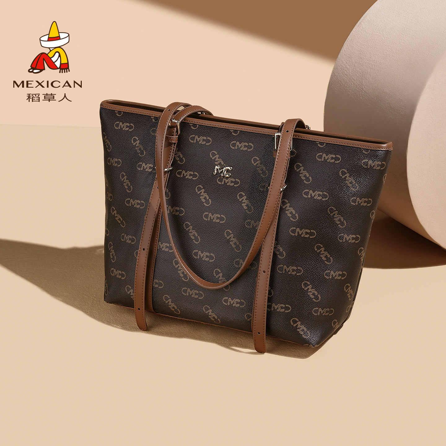 稻草人大容量包包女式2026新款时尚印花单肩包休闲百搭通勤托特包