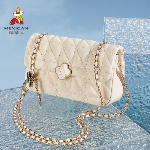 稻草人包包女秋冬新款百搭单肩包大容量菱格小方包小众斜挎包女包