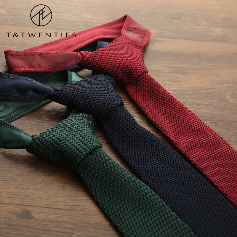 英伦平头型窄版领带礼盒装 男时尚韩版休闲学生毛线针织领呔小细