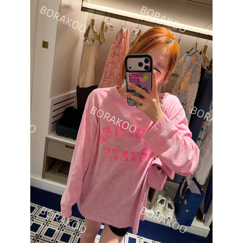 【BORAKOO】扎染粉荧光字母印花T恤
