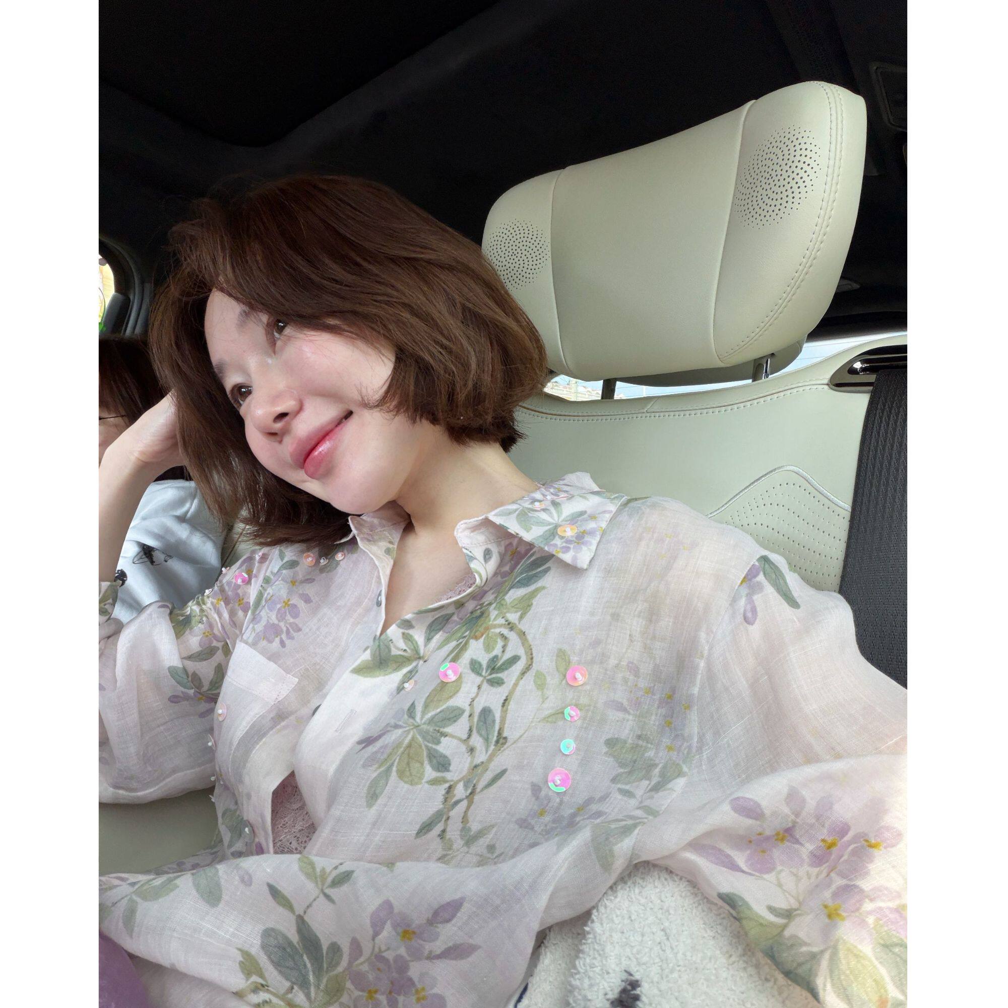 【BORAKOO】紫芋水墨印花·手工钉珠亮片苎麻防晒衬衫
