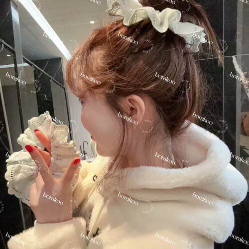 韩国【BORAKOO】东大门薄荷色镂空飞飞边发圈