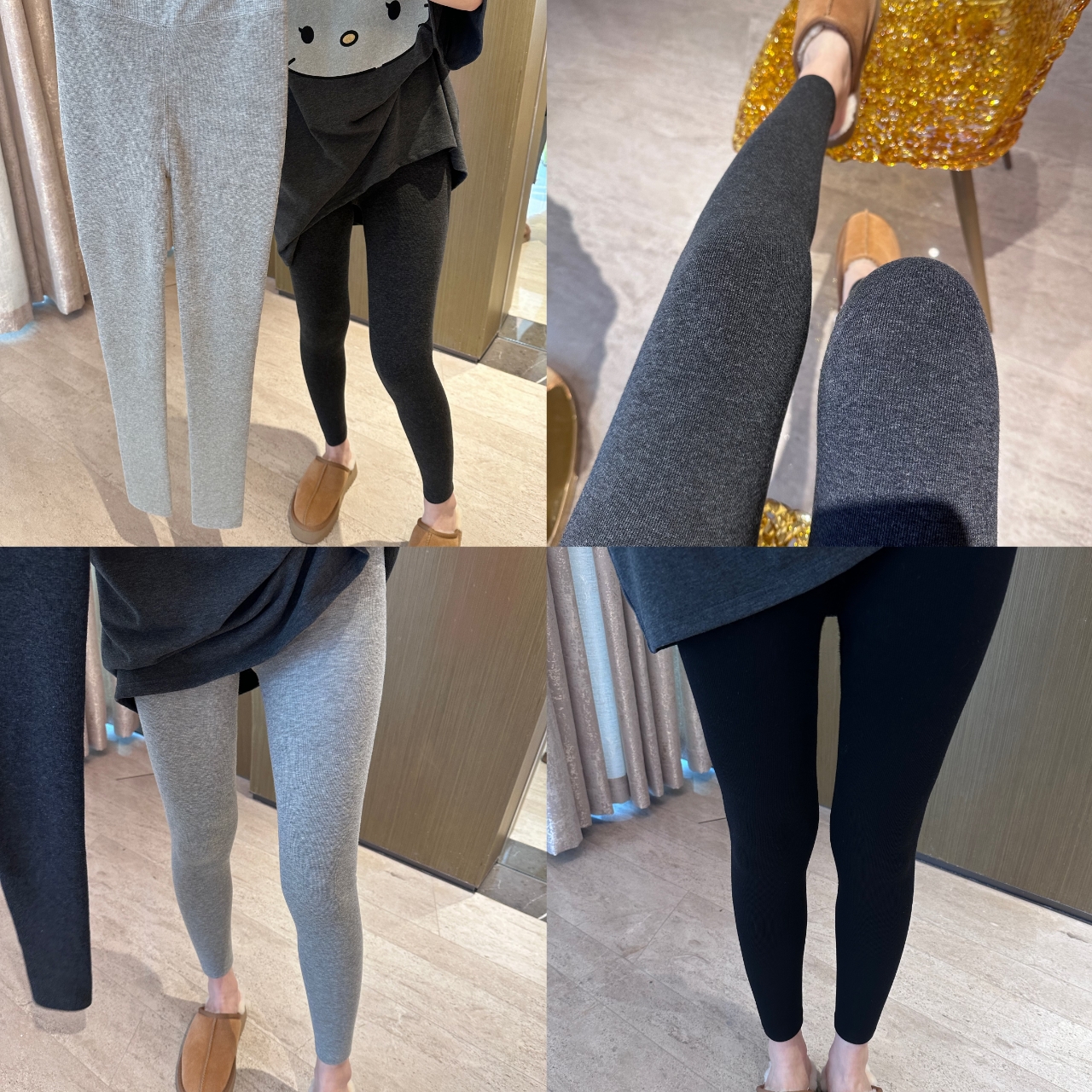 【BORAKOO】冬款~高腰加绒竖条纹保暖裤