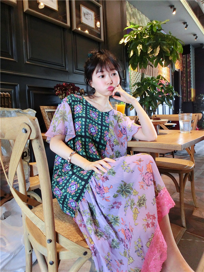 BORAKOO the republic of korea Dongdaemun Self-retaining payment~Hit color Broken flowers Chiffon Dressin the Women's clothing/Boutique , Dress  category - from Buy2taobao.com to provide professional Taobao agent buy service