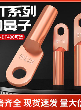 DT铜鼻子接线端子紫铜纯铜线鼻耳接头25/50/70/90平方16镀锡堵油