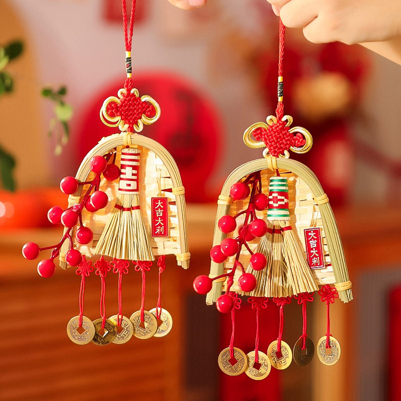 2026马年过年春节扫把挂件新年装饰客厅电视机背景墙新春氛围挂饰