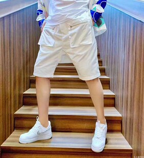 潮流裤子夏季潮牌五分裤口袋拉链时尚休闲短裤运动哈伦裤男士中裤