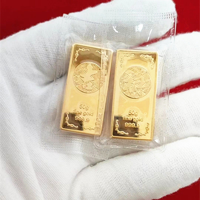 仿真金条中国银行镀金工艺品纯铜材料金条金砖金行金店展示品_虎窝淘