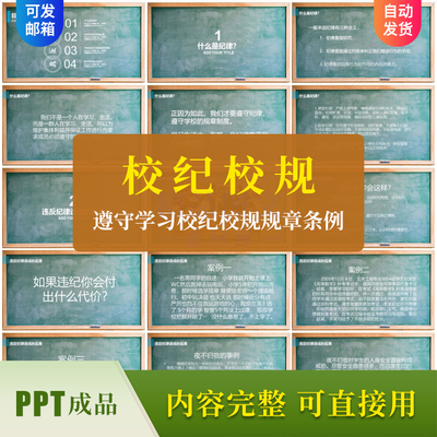 遵守学习校规校纪PPT主题班会课件 违反纪律规章条例后果内容完整