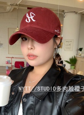 【橙子家】54-64大头围夏季百搭韩系棒球帽显脸小H刺绣透气鸭舌帽