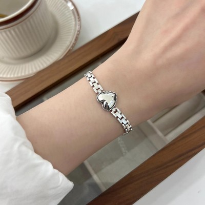 复古925纯银重工表带链条爱心手链女2025新款轻奢小众精致高级感