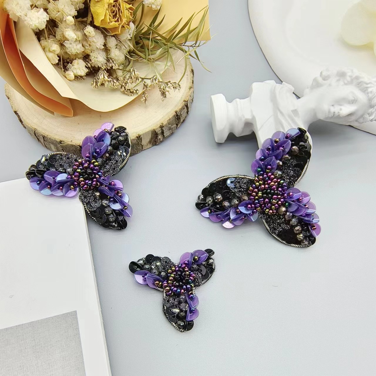 印度丝法式钉珠刺绣手工小花布贴补丁洞服装辅料鞋包时尚装饰配件