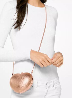 貌美不实用系列~~~大M家COLLECTION主线金属玫红色牛皮爱心链条包