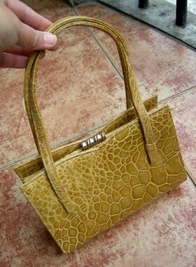 Vintage 1960 蜜糖色saks fifth avenue整张海龟皮MINI小拎包