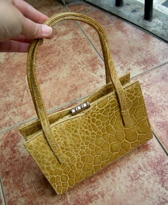 Vintage 1960 蜜糖色saks fifth avenue整张海龟皮MINI小拎包