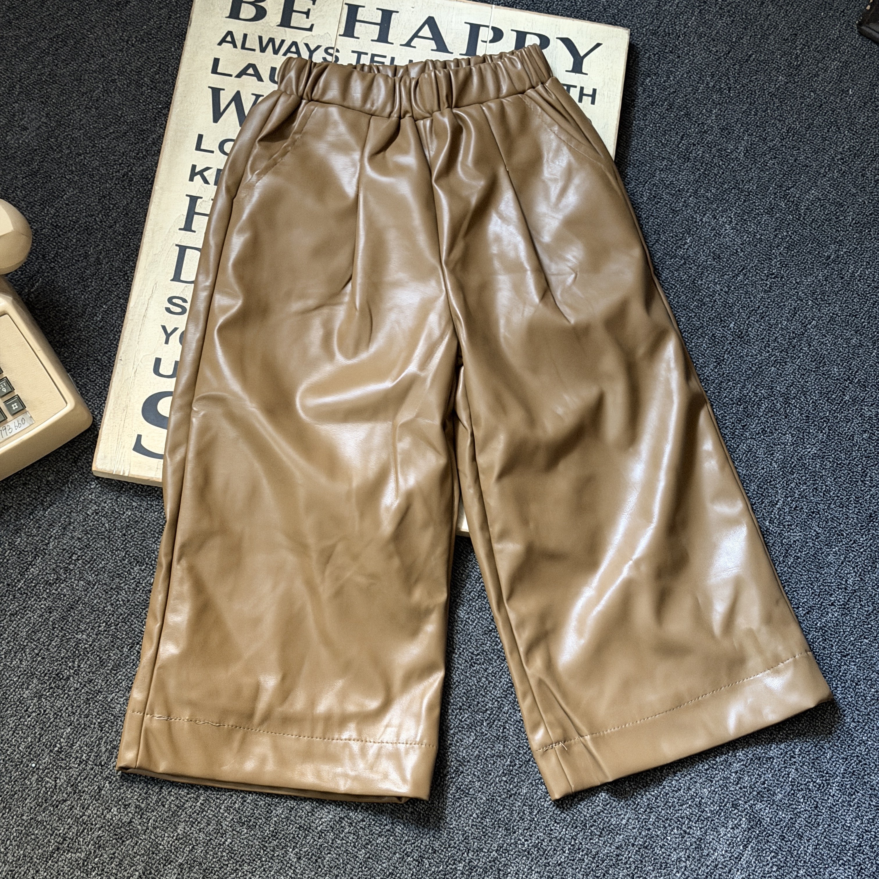 雪宝宝童装 中性风皮裤女童松紧腰阔腿裤宽松百搭时尚男童裤子,童装/婴儿装/亲子装,裤子,淘宝优惠券,粉丝福利购,淘宝优惠卷