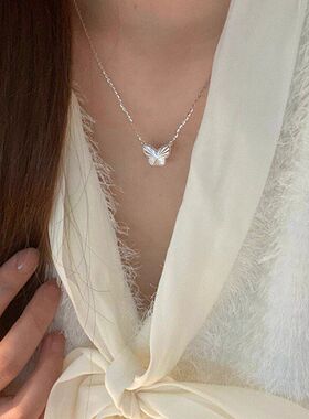 拉丝设计甜美锁骨蝴蝶链小众小