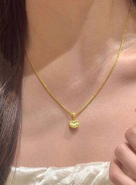 平安气质吊坠金锁沙金莲花小鼻