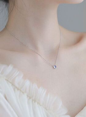 配锁骨夏季链海洋奢小众新款项链设计感之心蓝色饰品高级女轻旭日