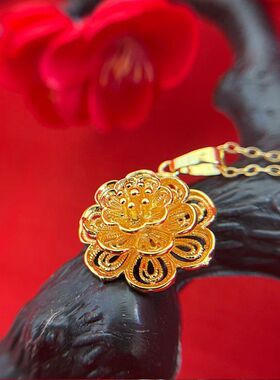 锁骨项链牡丹花新中式金色轻奢
