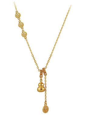 爆款字配饰葫芦吊坠金福秋冬新款毛衣链艾瑞雅项链轻奢小众高级感