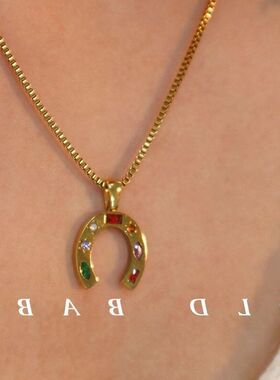 长钢Old设计项链欧美戴链子高级女轻 奢小众babe锆石简约吊坠叠钛