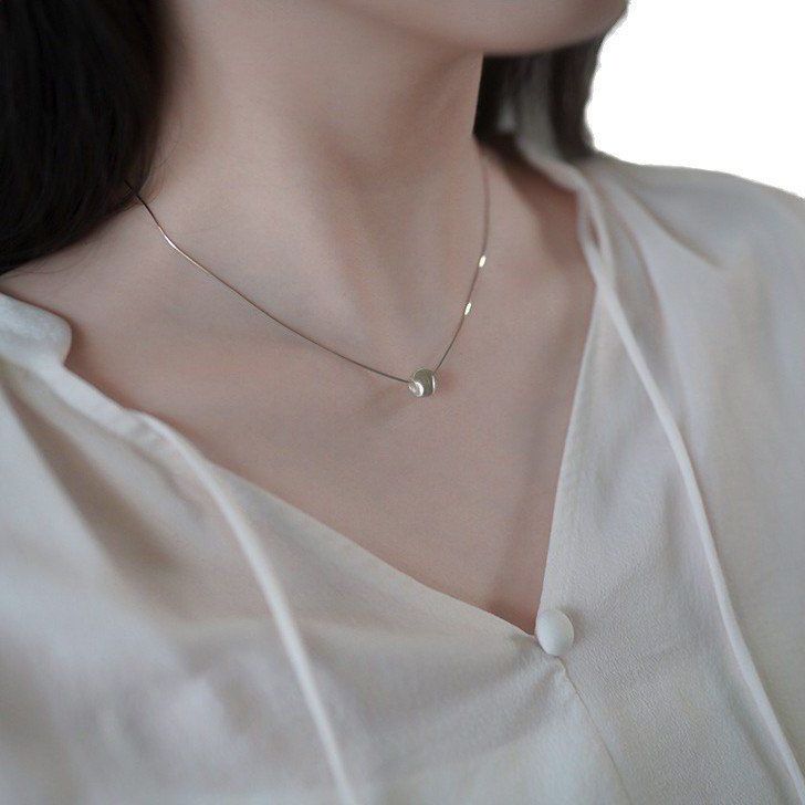 批发单颗百搭气质简约小众项链圆球三颗年拉丝锁骨2024链百搭新款