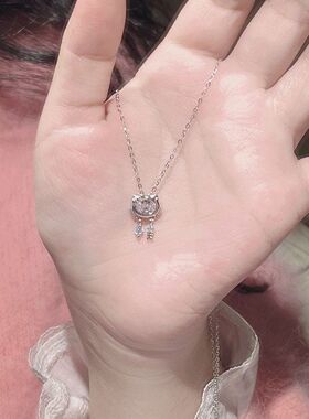 锆石女颈链锁骨轻奢猫咪新款可爱