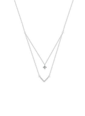 项链颈锁骨简约字不锈钢链潮锆石